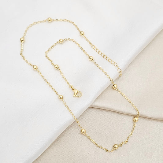 CADENA AROS CON BALINES N5 Y EXTENSOR DORADO RF K6665