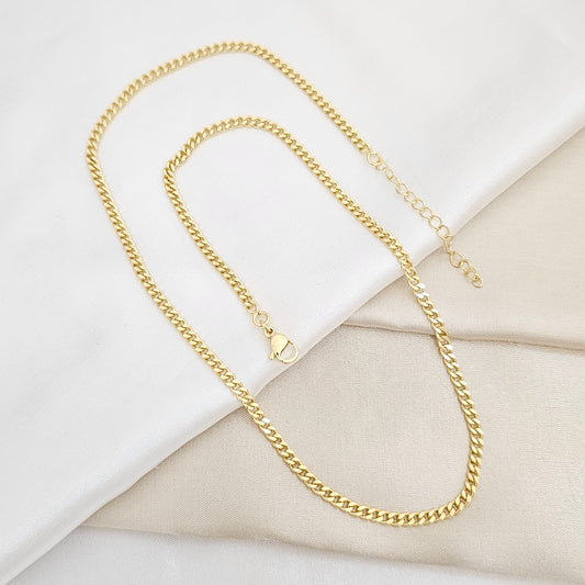 CADENA CUBANA DELGADA 3MM CON EXTENSOR DORADO RF K6672