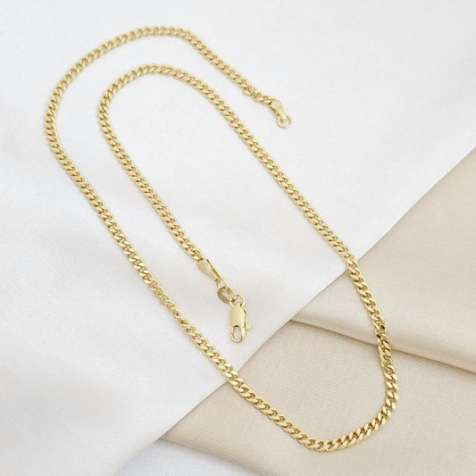 CADENA CUBANA 3MM CON EXTENSOR DORADO RF K6747