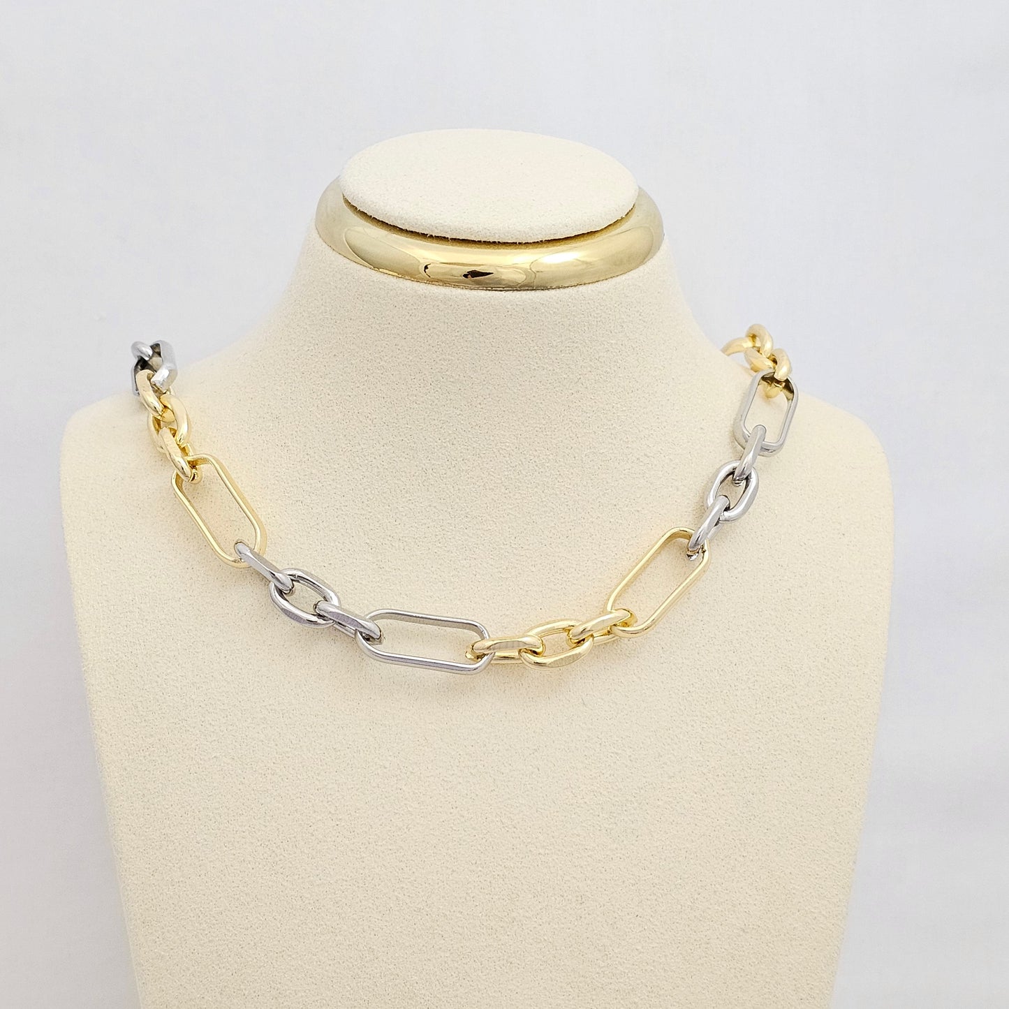 CADENA AROS OVALADOS DORADO Y PLATEADO RF K6759