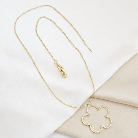 CADENA MINI AROS DORADO DIJE FLOR GRANDE RF K6779