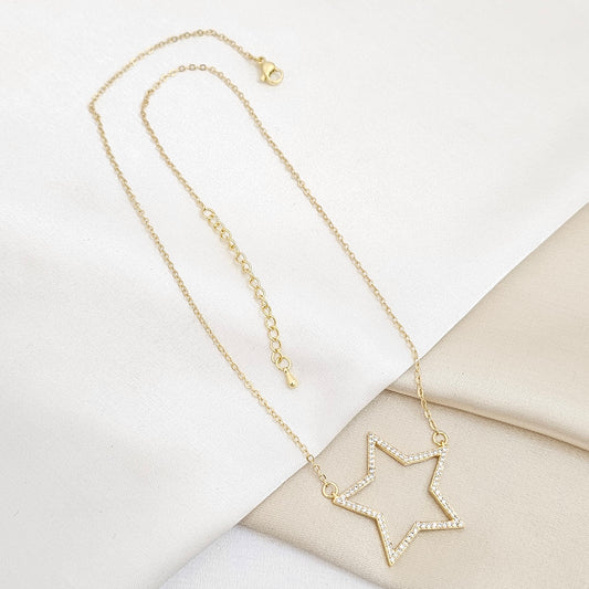 CADENA MINI AROS DORADO DIJE ESTRELLA GRANDE RF K6781