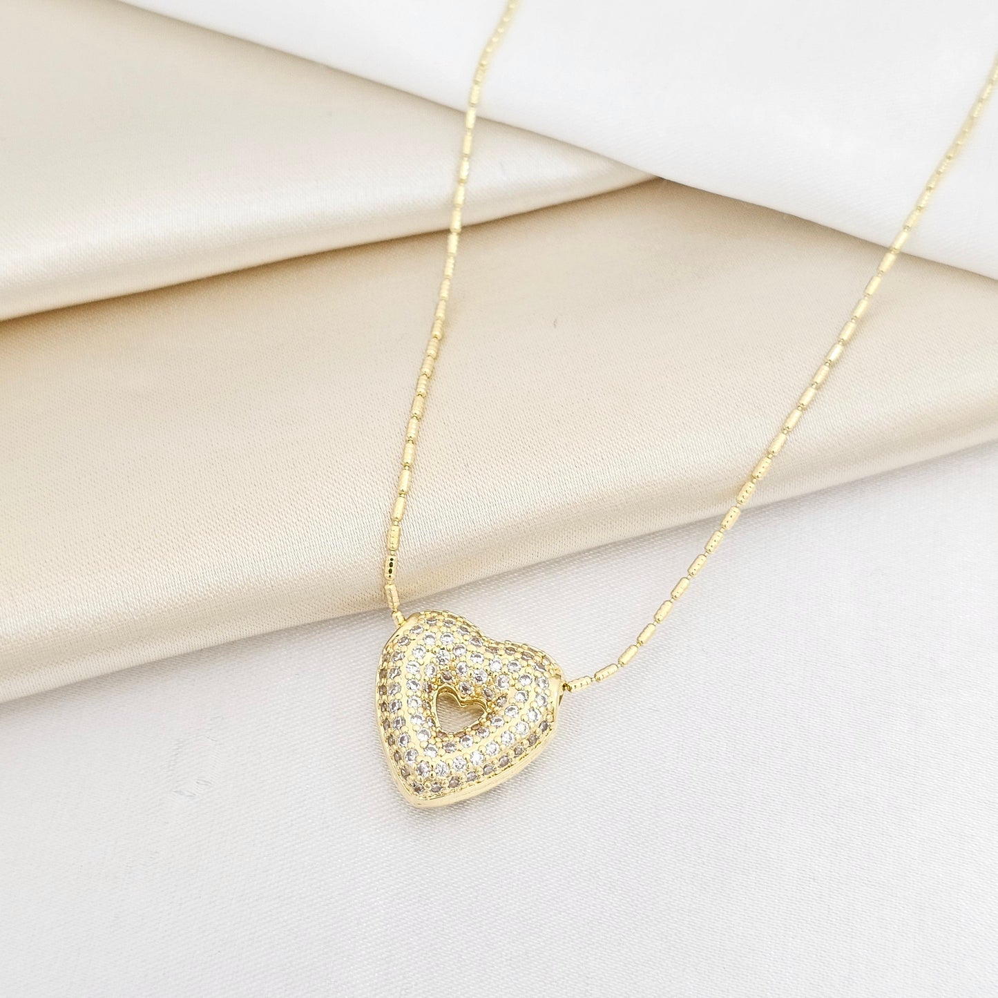 CADENA CANUTILLO PUNTA AGUJA CON DIJE CORAZON DORADO RF K7306