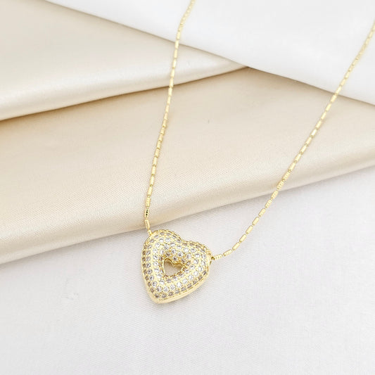 CADENA CANUTILLO PUNTA AGUJA CON DIJE CORAZON DORADO RF K7306