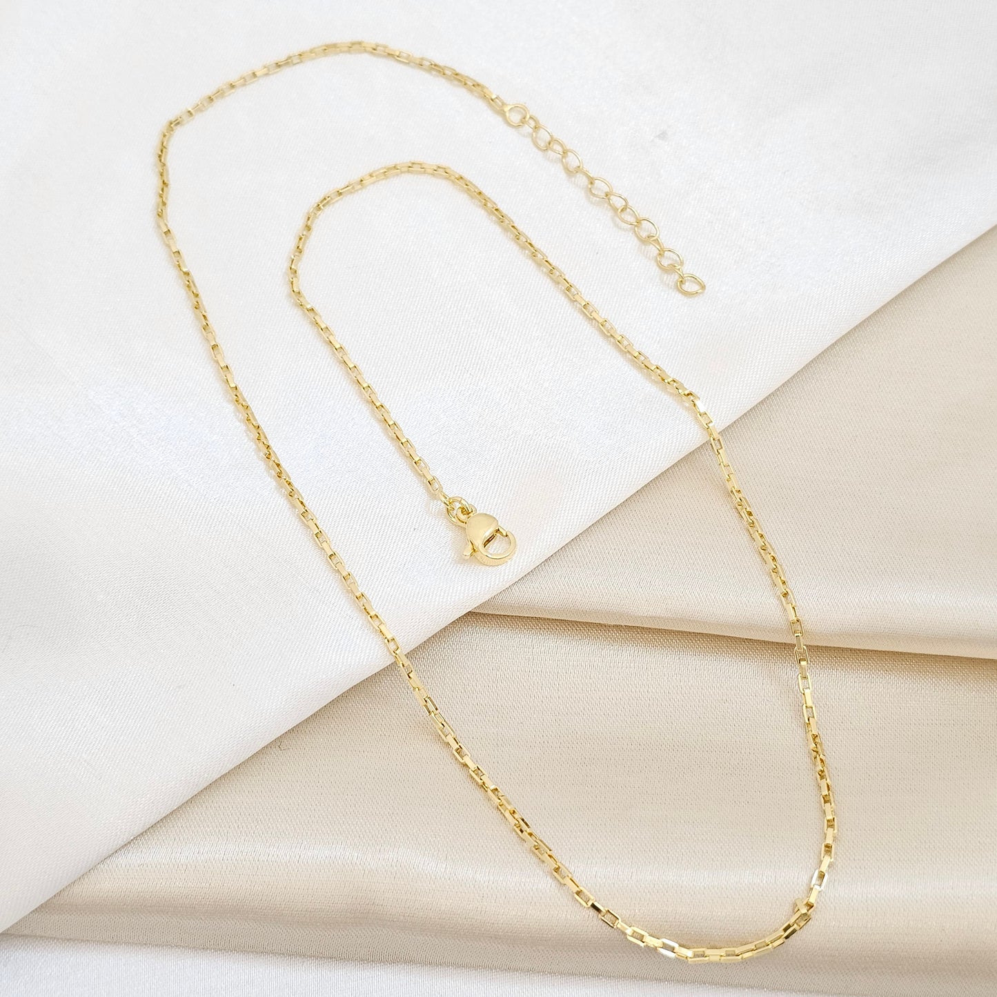 CADENA MINI CUADROS 1MM CON EXTENSOR DORADO RF K7566