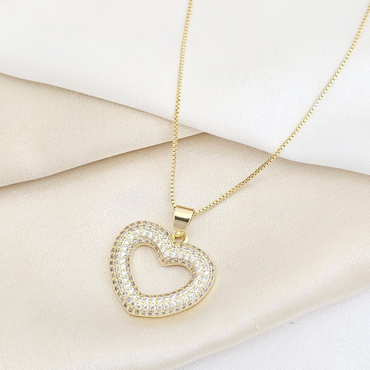 CADENA VENECIANA PUNTA AGUJA DIJE CORAZON GRANDE RF K7724