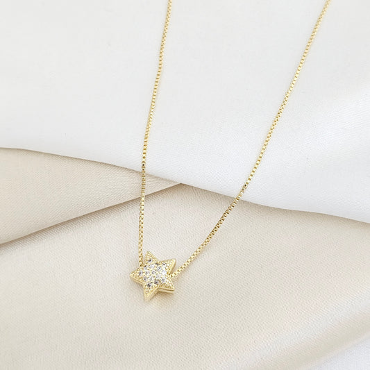 CADENA VENECIANA PUNTA AGUJA DIJE MINI ESTRELLA DORADO RF K7727