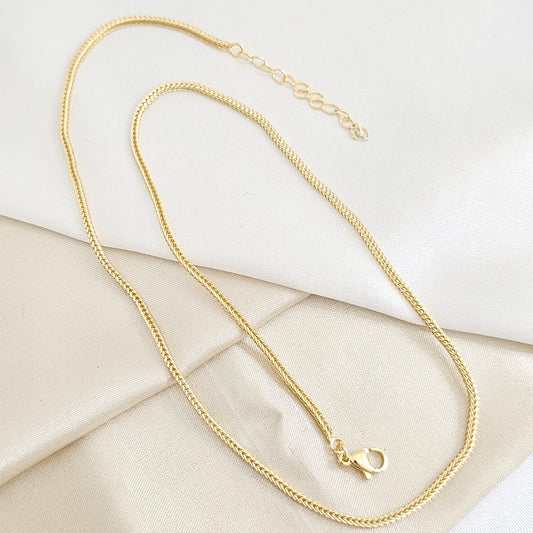 CADENA TRENZADA CUADRADA CON EXTENSOR DORADO RF K7785
