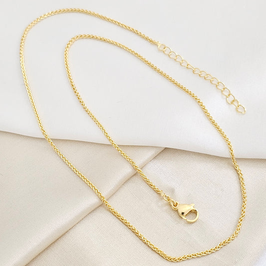 CADENA TRENZADA 49CM CON EXTENSOR DORADO RF K7788