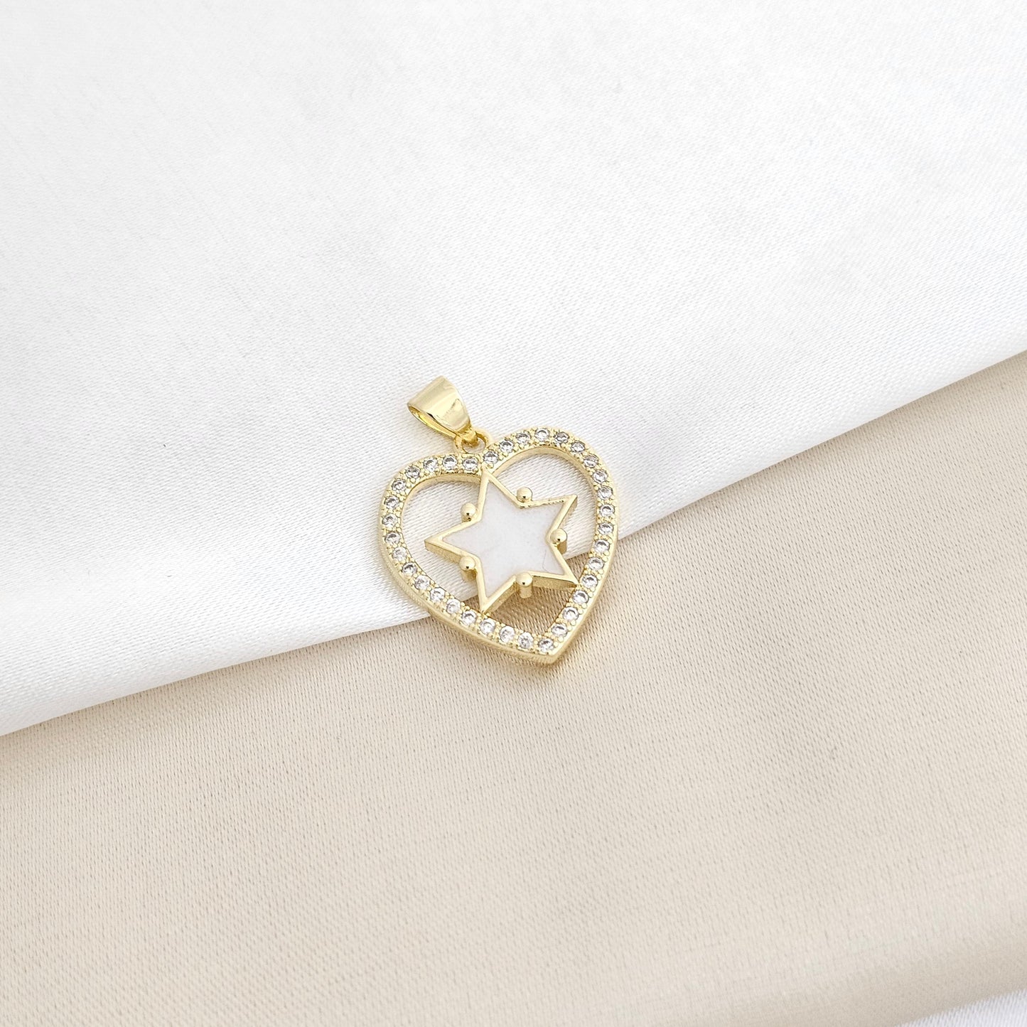 DIJE CORAZON Y ESTRELLA DORADO RF K3296