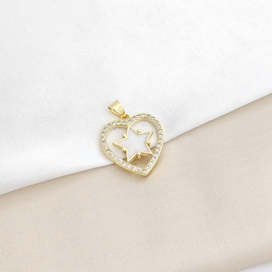 DIJE CORAZON Y ESTRELLA DORADO RF K3296