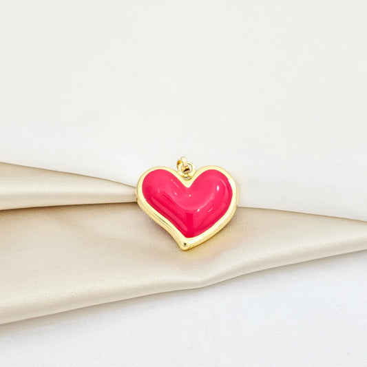 DIJE CORAZON MEDIANO ROJO Y DORADO RF K5791