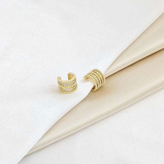 EARCUFF 5 LINEAS CON CIRCONES DORADO RF K6165