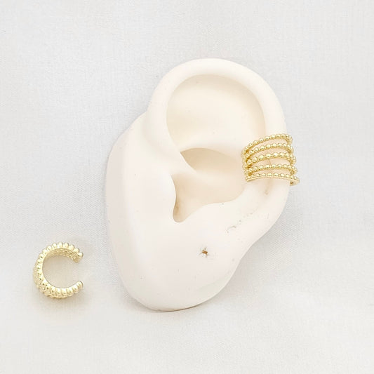 EARCUFF CINCO LINEAS CON BALINES DORADO RF K6173