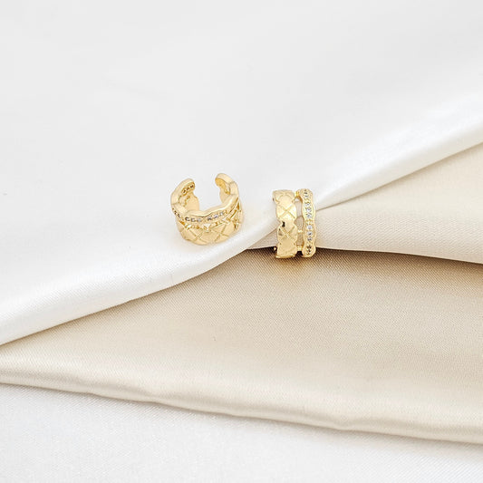 EARCUFF PEQUEÑO DOBLE CON CIRCONES DORADO RF K6333