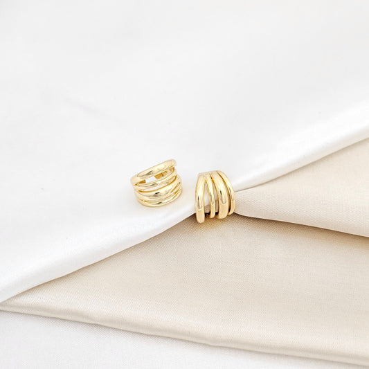 EARCUFF CUATRO LINEAS LISAS DORADO RF K6346