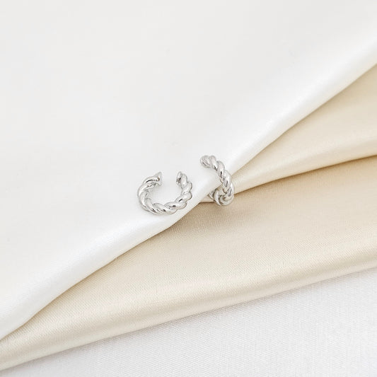 EARCUFF PEQUEÑO TRENZAS LISAS PLATEADO RF K6872