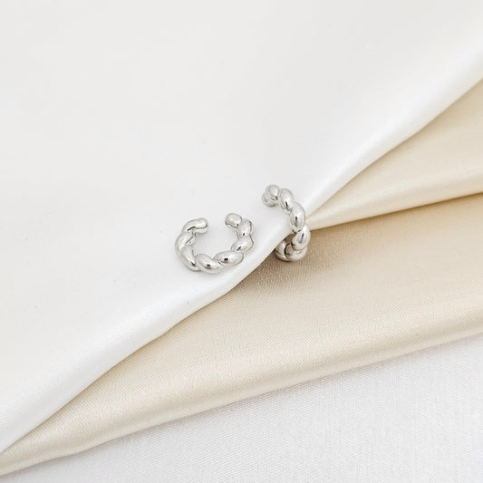 EARCUFF MEDIANO TRENZAS GRUESAS PLATEADO RF K6874