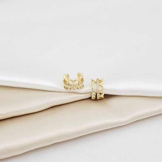 EARCUFF CORONA CIRCONES REDONDOS DORADO RF K7006