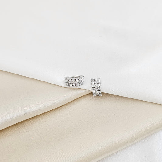 EARCUFF TRES LINEAS CIRCONES REDONDOS PLATEADO RF K7205