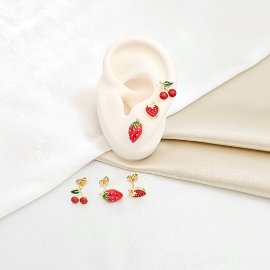 SET TRES TOPOS FRESAS Y CEREZAS ROJAS RF K5887