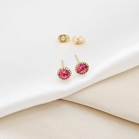 TOPO PEQUEÑO DORADO CIRCON ROSA RF K6250