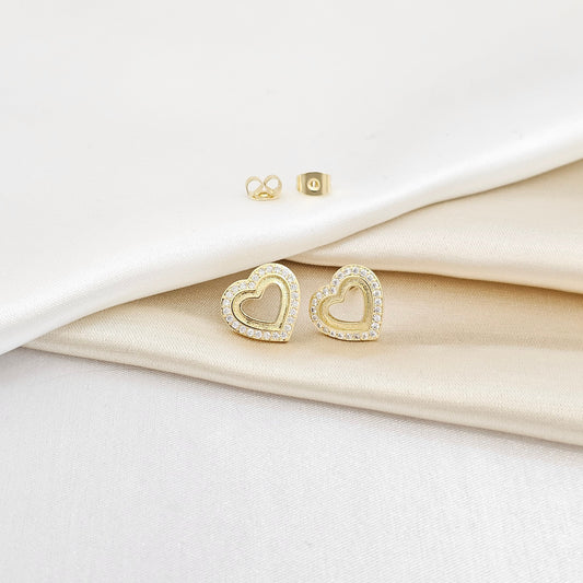 TOPO CORAZON PEQUEÑO DORADO CON CIRCONES RF K6953