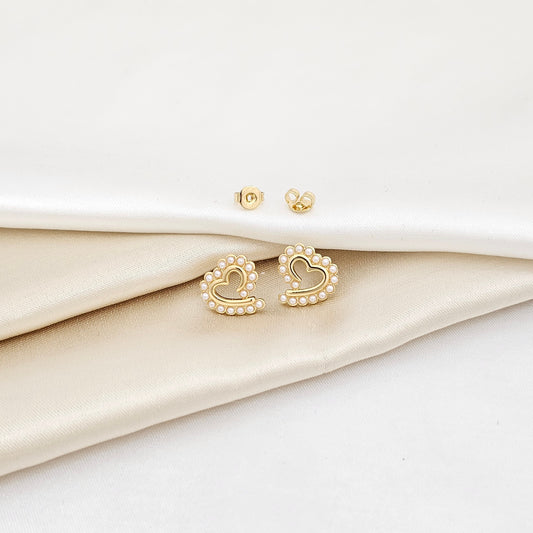 TOPO CORAZON LISO DORADO CON MINI PERLAS RF K7034