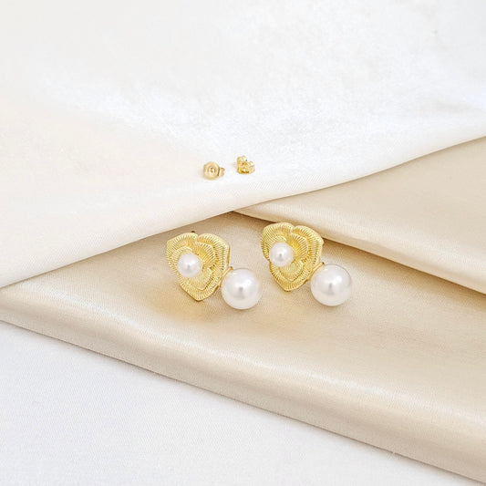 TOPO FLOR RAYADA DORADO DOBLE PERLA RF K7569