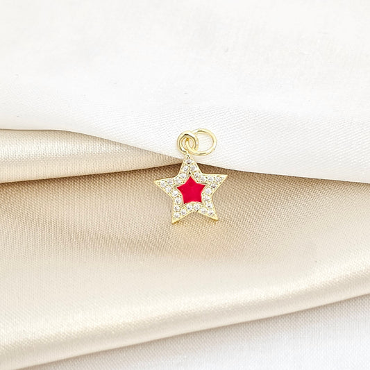 DIJE MINI ESTRELLA ROJA CON CIRCONES RF K5800
