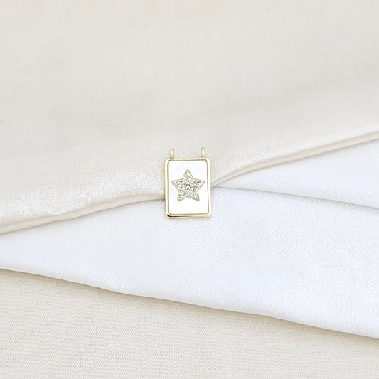 DIJE CUADRO NACAR CON ESTRELLA CIRCONES DORADO RF K5825