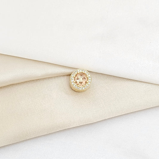 CHARM REDONDO DORADO CON CIRCON ROSA RF K5989