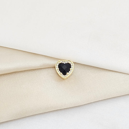 CHARM DORADO CORAZON CON CIRCON NEGRO RF K5991