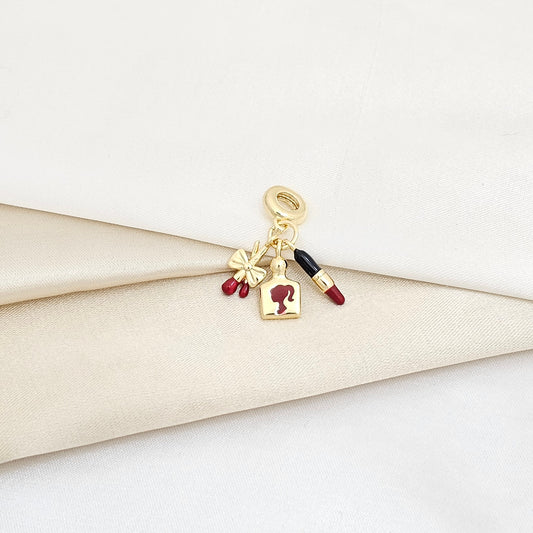 CHARM LABIAL NEGRO Y LOCION ROJA CON DORADO RF K5997
