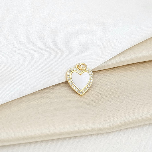 DIJE CORAZON CON NACAR Y CIRCONES DORADO RF K6188