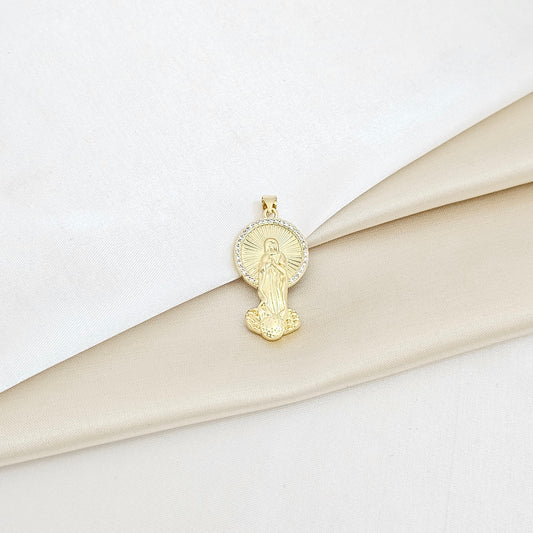 DIJE VIRGEN MEDIANA DORADO CON CIRCONES RF K6195