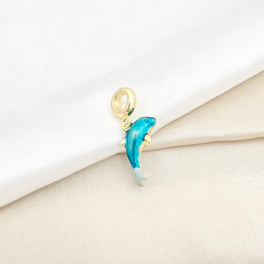 CHARM DORADO DELFIN AZUL RF K6429