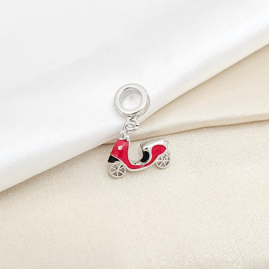 CHARM MOTOCICLETA ROJO Y PLATEADO RF K6442