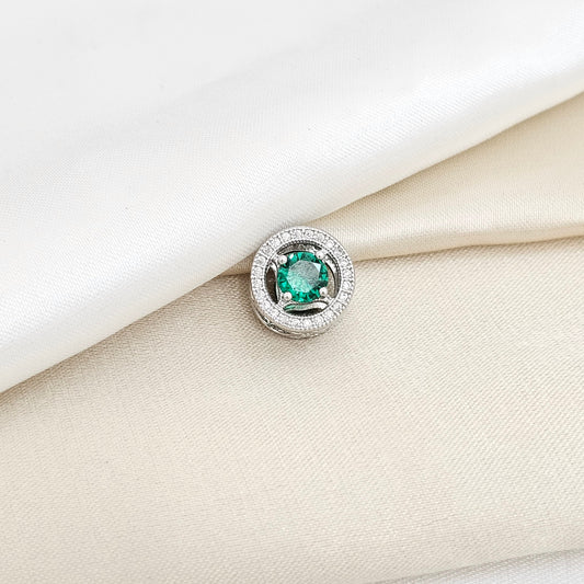 CHARM CIRCULO PLATEADO CON CIRCON VERDE RF K6446