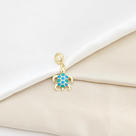 CHARM TORTUGA VERDE AZUL Y DORADO RF K6509