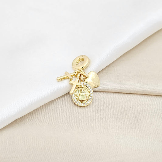 CHARM CRUCES Y CORAZON DORADO RF K6533