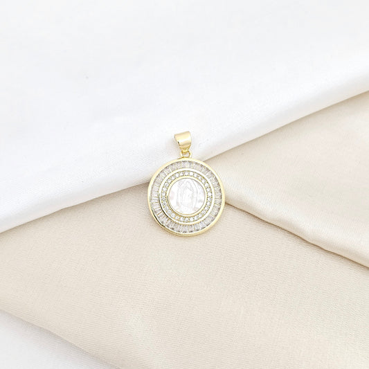 DIJE CIRCULO CIRCONES DORADO VIRGEN DE NACAR RF K6569