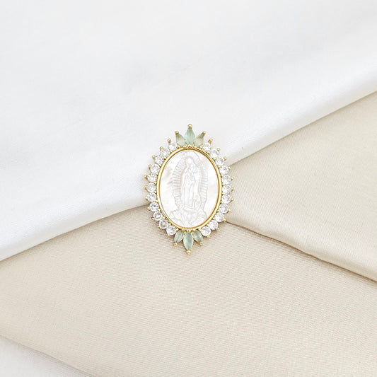 DIJE NACAR VIRGEN DE GUADALUPE CIRCON VERDE CLARO RF K6574