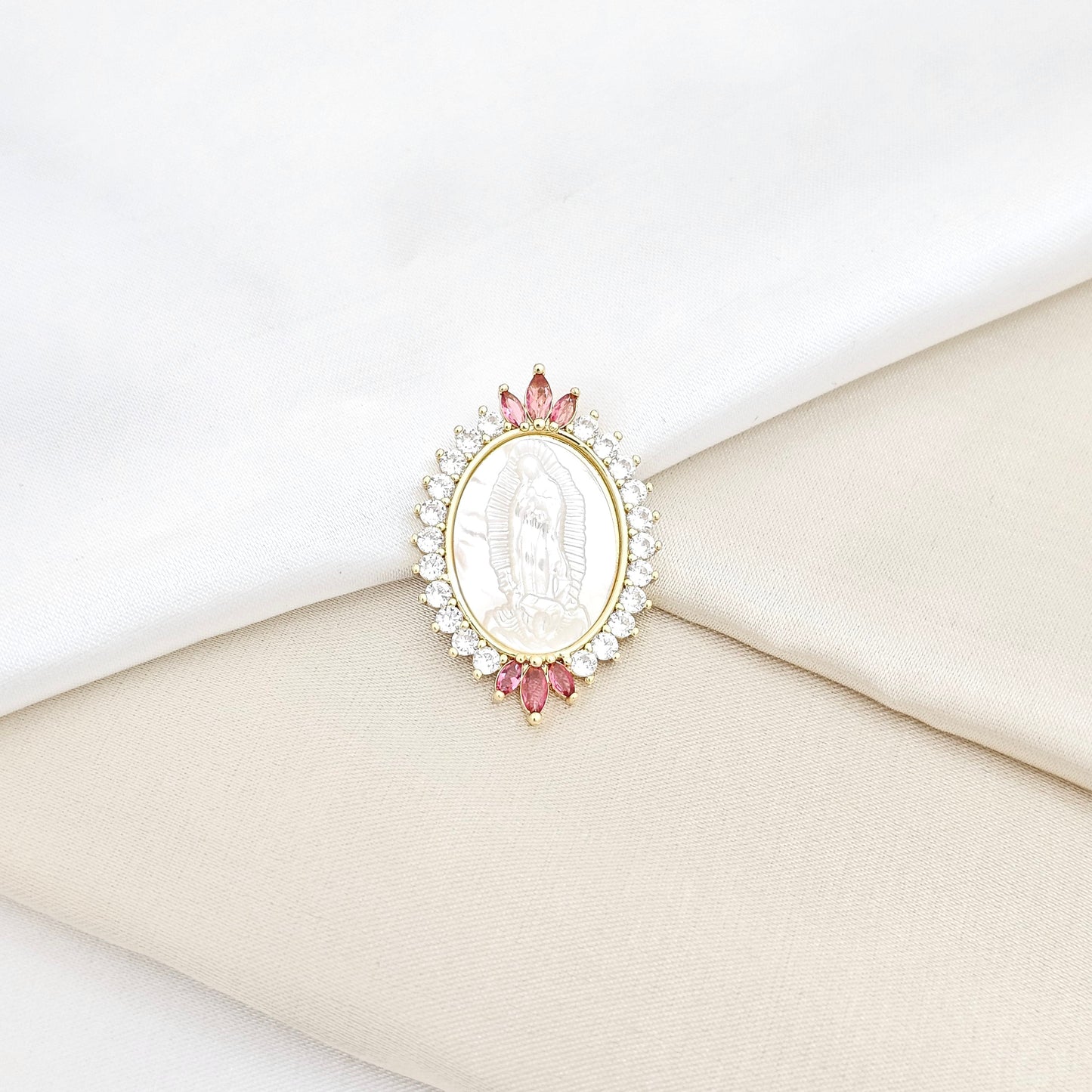 DIJE NACAR VIRGEN DE GUADALUPE CIRCON ROSA RF K6575