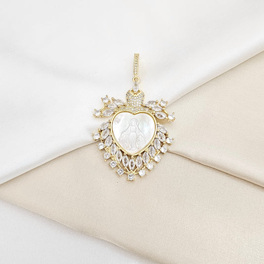 DIJE NACAR CORAZON VIRGEN MILAGROSA DORADO RF K6576