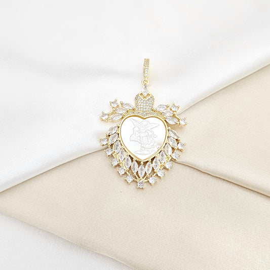 DIJE NACAR CORAZON ANGEL ARCANGEL DORADO RF K6577