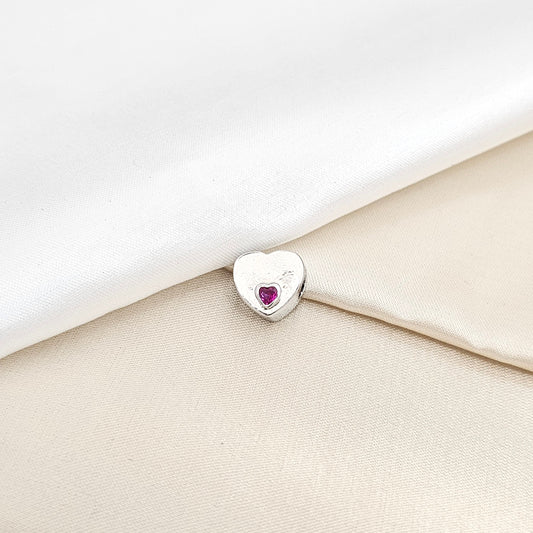 CHARM CORAZON LISO PLATEADO CIRCON MORADO RF K6589
