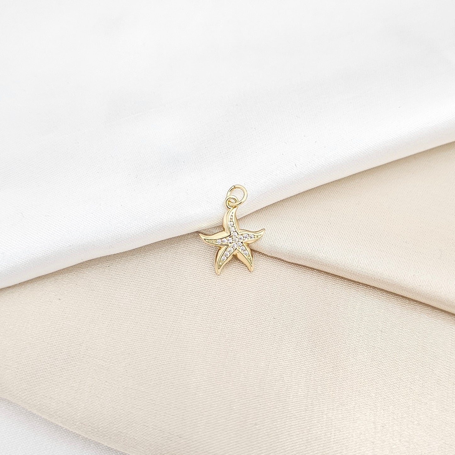 DIJE MINI ESTRELLA LISA Y CIRCONES DORADO RF K6684