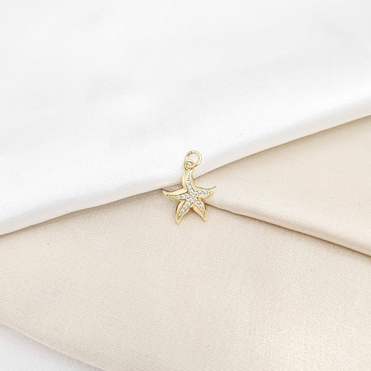 DIJE MINI ESTRELLA LISA Y CIRCONES DORADO RF K6684