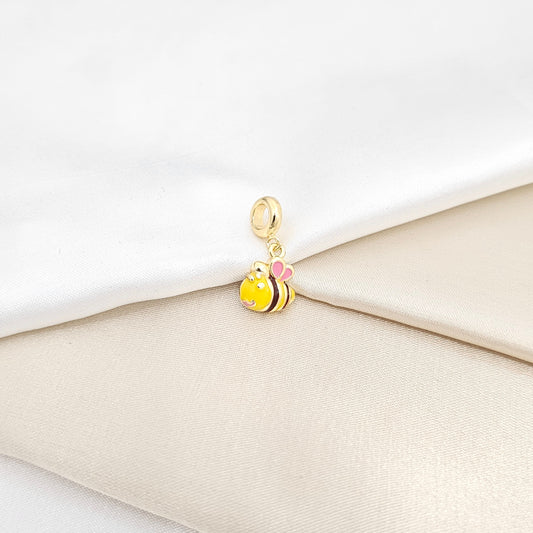 CHARM DORADO ABEJA AMARILLA Y ROSA RF K6697